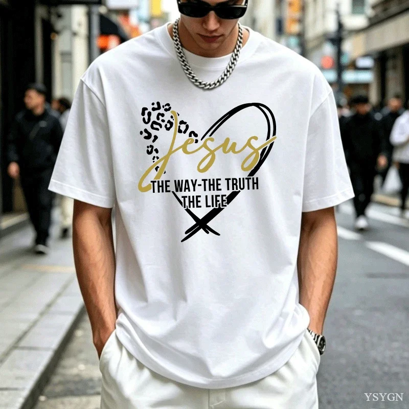 Jesus The Way The Truth The Life T Shirt Bible Verse T-Shirt Christian T-Shirt Jesus Lover Tshirt Casual Round Neck Men Woman