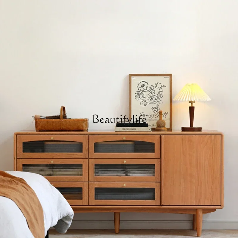 

ls 18ls 18-Living room light luxury storage side cabinet cherry wood wall drawer cabinet retro Nordic solid wood
