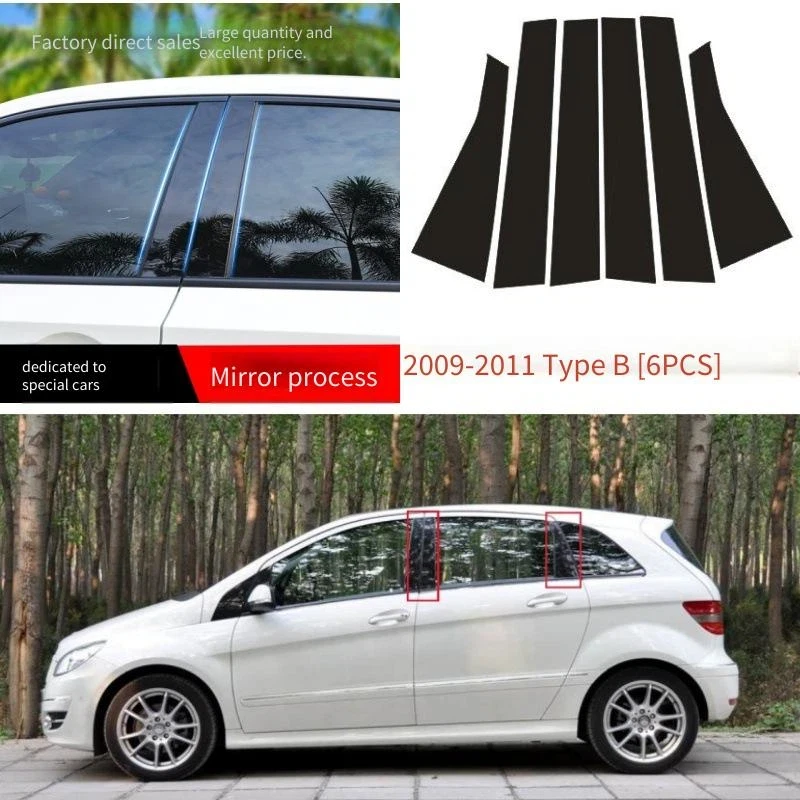 

For Mercedes-Benz A/R/B 2005-2023 10PCS Window Trim Covers Center Film Column B C Pillar Posts Sticker Car Accessories