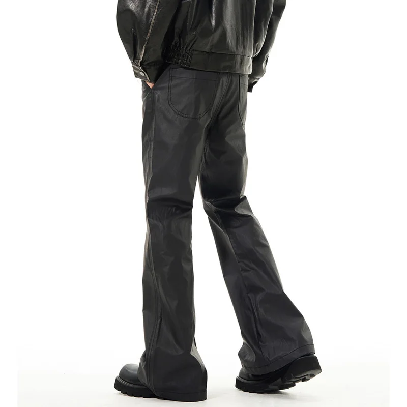 ผู้ชายญี่ปุ่นStreetwearแฟชั่นVINTAGE Hip Hop Punk Gothic CleanfitสีดําเคลือบFlareกางเกงกางเกงชาย