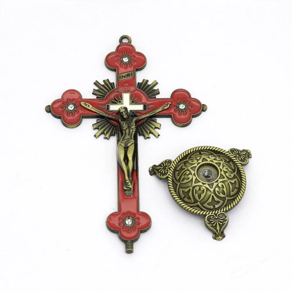 

Multi-color With Stand Church Cross Ornaments Handmade Durable Alloy Cross Ornaments No Fading Plated Gold Statue Church