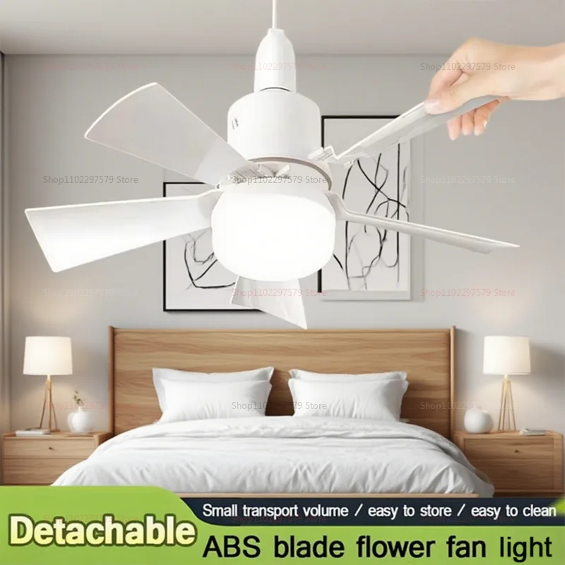 

Современный потолочный вентилятор 2-в-1 с подсветкой, пульт дистанционного управления, регулируемый тихий умный вентилятор для спальни, кухни, гаража, моющийся, съемный