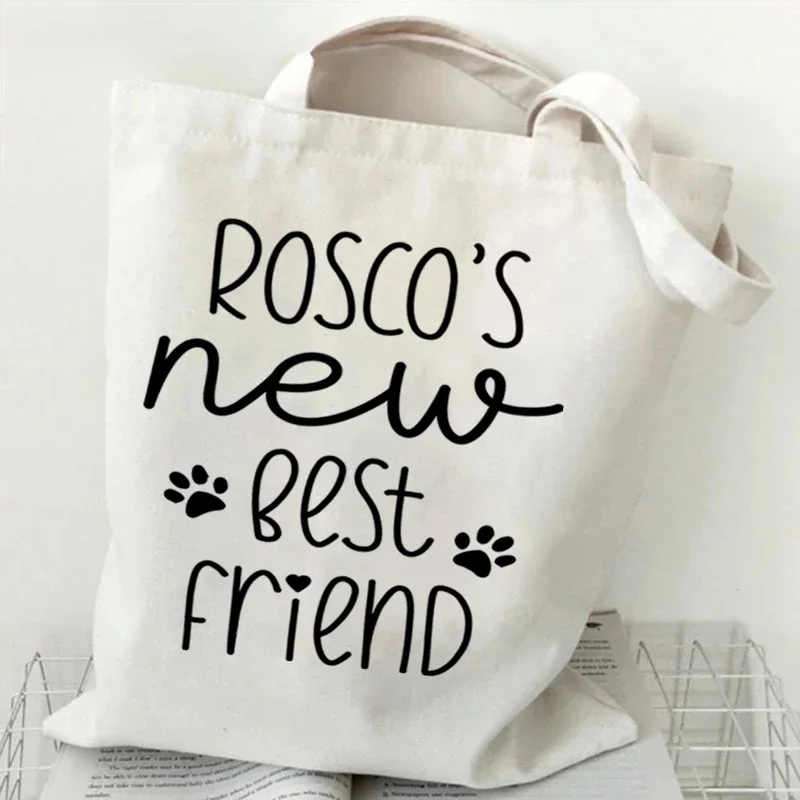 

Minimalist Custom Pet Name Canvas Tote Bag Eco-Friendly Shoulder Bag for Pet Owners Casual Use Grocery Shopping & Streetwear