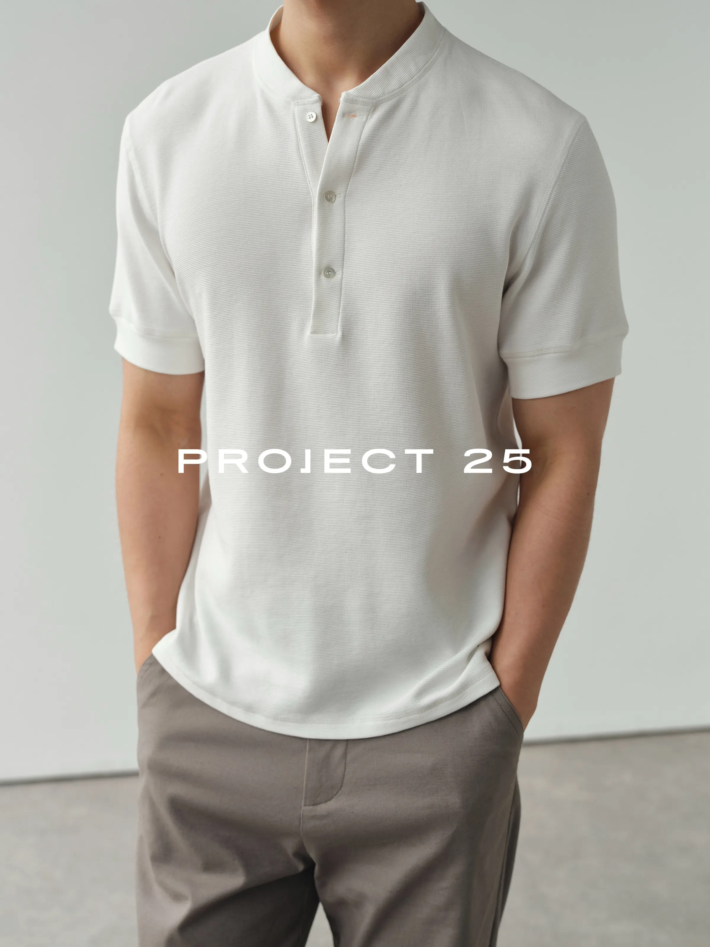 PROJECT 25 Men's Textured Cotton Old Money Style Henley T-Shirt