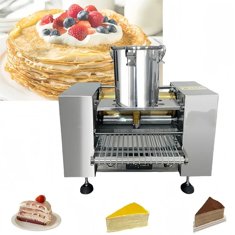 

Automatic Double Side Heating Crepe Cake Thousand Layer Cake Maker Machine Spring Roll Wrap Maker Machine