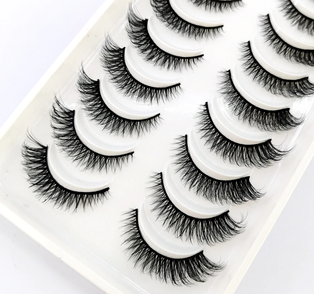 10 ペアのナチュラルロング 3D ミンクつけまつげ偽まつげメイクアップツール