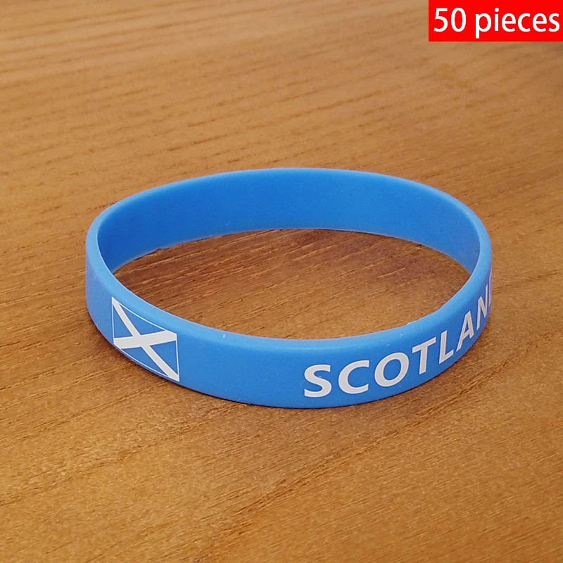 

Wholesale Customized 50pcs Scotland National Flag Wristband Sport Silicone Bracelet Rubber Band Commemorative Fashion Accessory