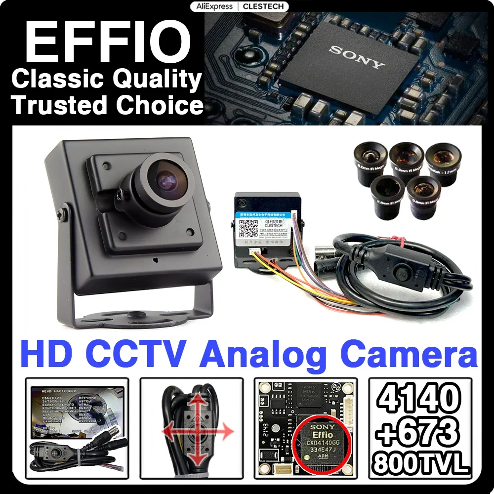 2,8 mm-16 mm Sony Effio HD Mini CCTV-camera 800TVL CCD 4140 + 673 Analoog Top OSD-menu Ultracompact 32 * 32 MM Beveiligingsmonitorbeugel