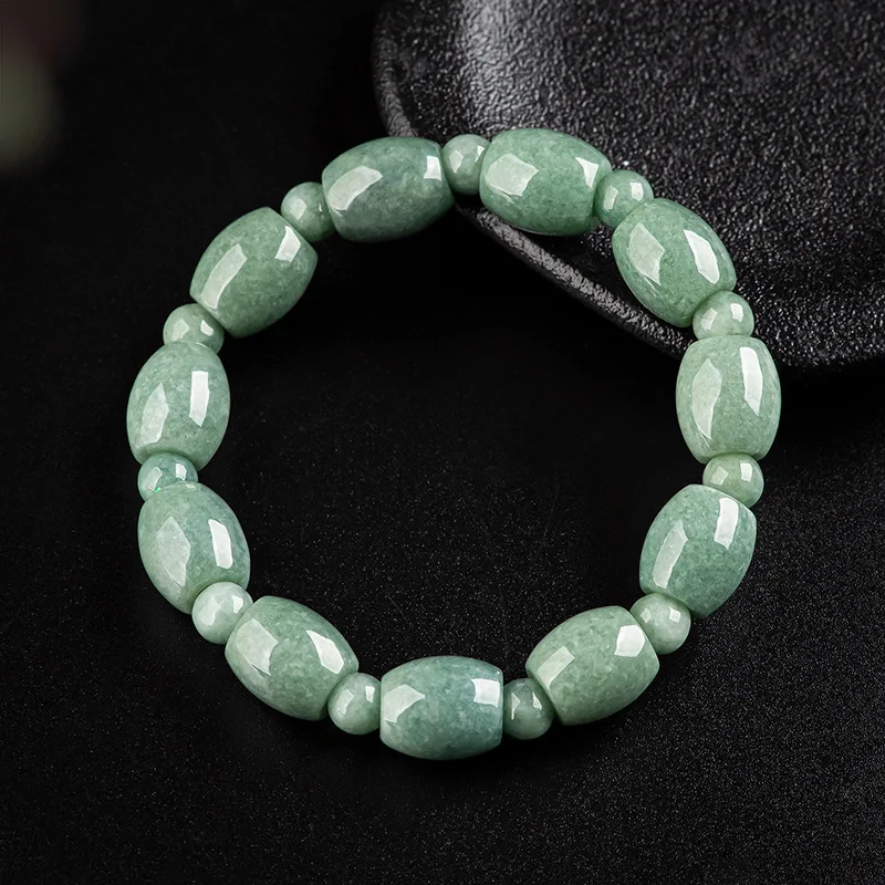 

Burmese Jade Bead Bracelets Jewelry Natural Gift Bangle Real Carved Women Vintage Charm Green Talismans Emerald Amulet Jadeite