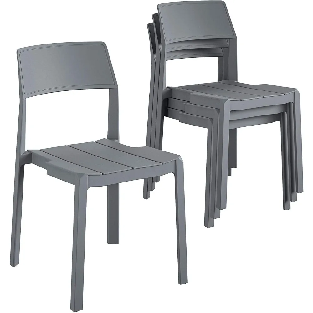 

Poolside Collection, Chandler Stacking Dining Chairs, Indoor/Outdoor, 4-Pack, Charcoal