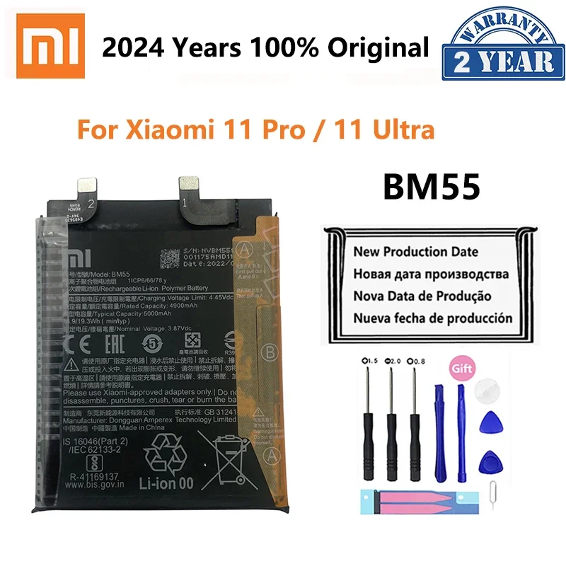 100% Original BM55 5000mAh Phone Battery For Xiaomi 11 Pro Ultra 11Pro 11Ultra Mobile Phone Replacement Batteries Bateria