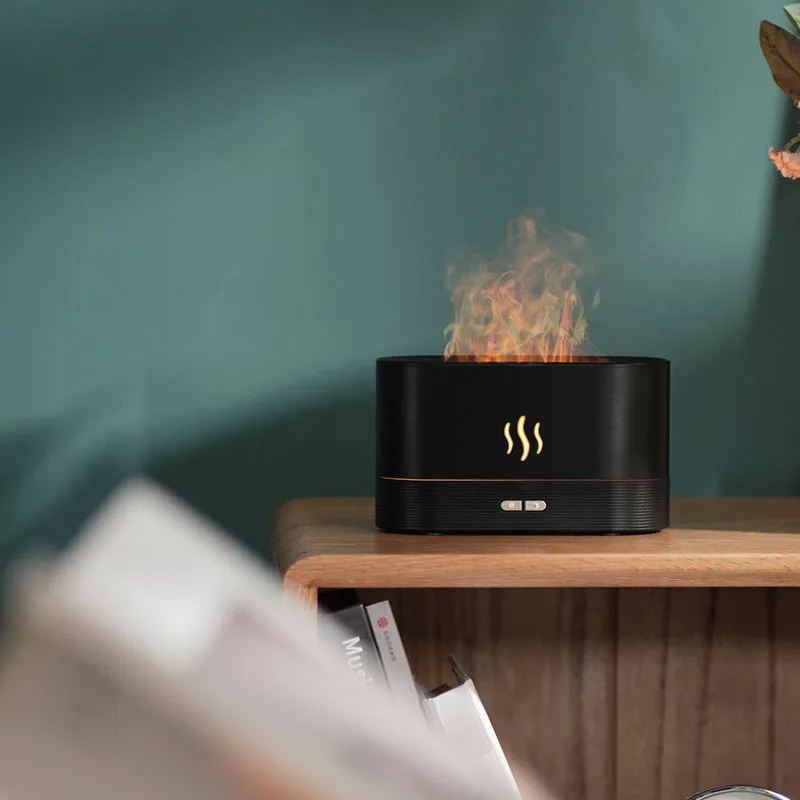 Diffusore di aromi di fiamma umidificatore simulazione atmosfera domestica luce piccola nebbia fredda ad ultrasuoni Fogger LED olio essenziale