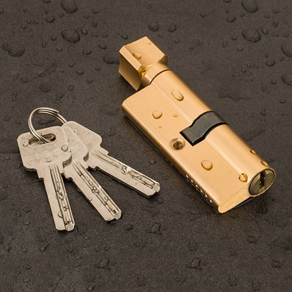 Door Cylinder Lock Biased 70mm 3 Keys Anti-Theft Entrance Brass AB Door Lock Home Security Interior Bedroom Lock Cylinder