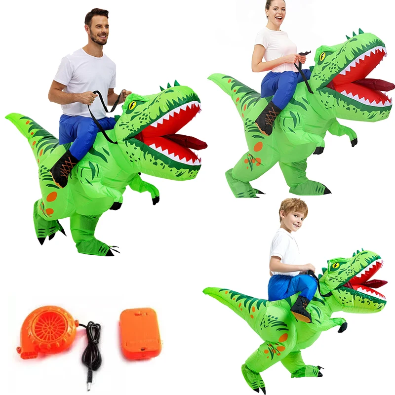 Adult/Kids Tyrannosaurus Rex Dinosaur Inflatable Clothing Set Riding Stereo Dinosaur Cosplay Party Stage Role-playing Clothing