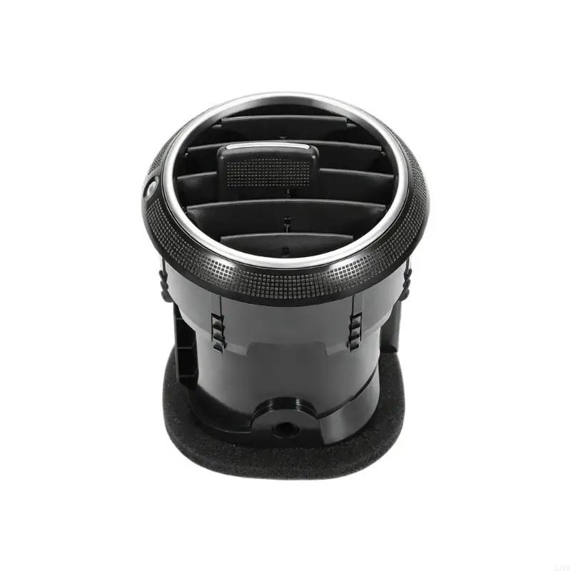 Direct-Fit Air Outlet Grille Insert for Driver-Side Left Cabin Panel, Round Black Body with Silver Outer Trim, 8P0820901C X37F