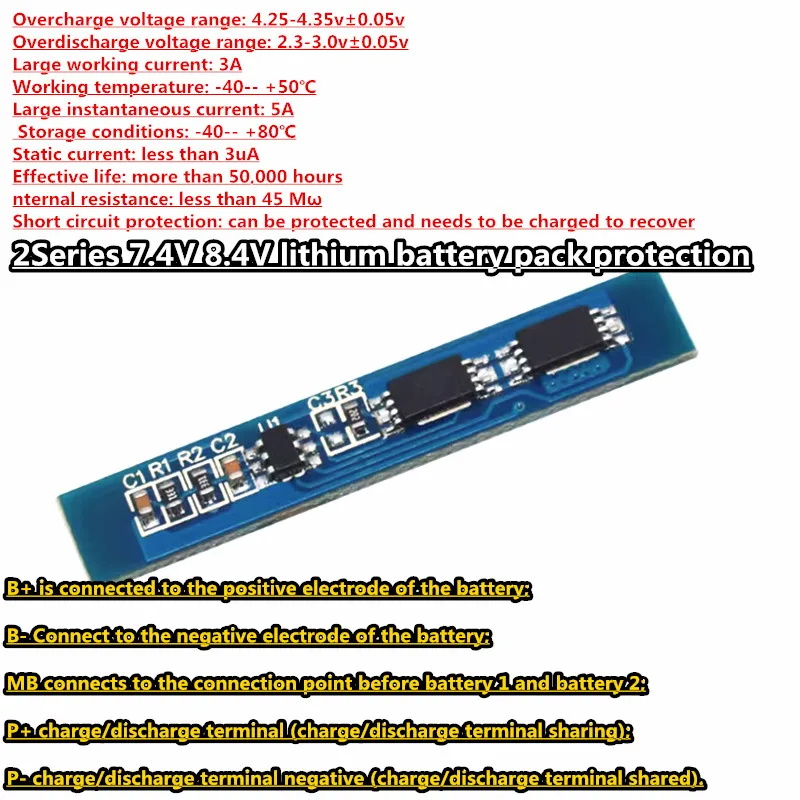 18650 Lithium Battery Charge Protection Board 3A 7.5A 12A 3.2/3.7/7.4/8.4V Charging Voltage/Short Circuit/Overcharge Prevention