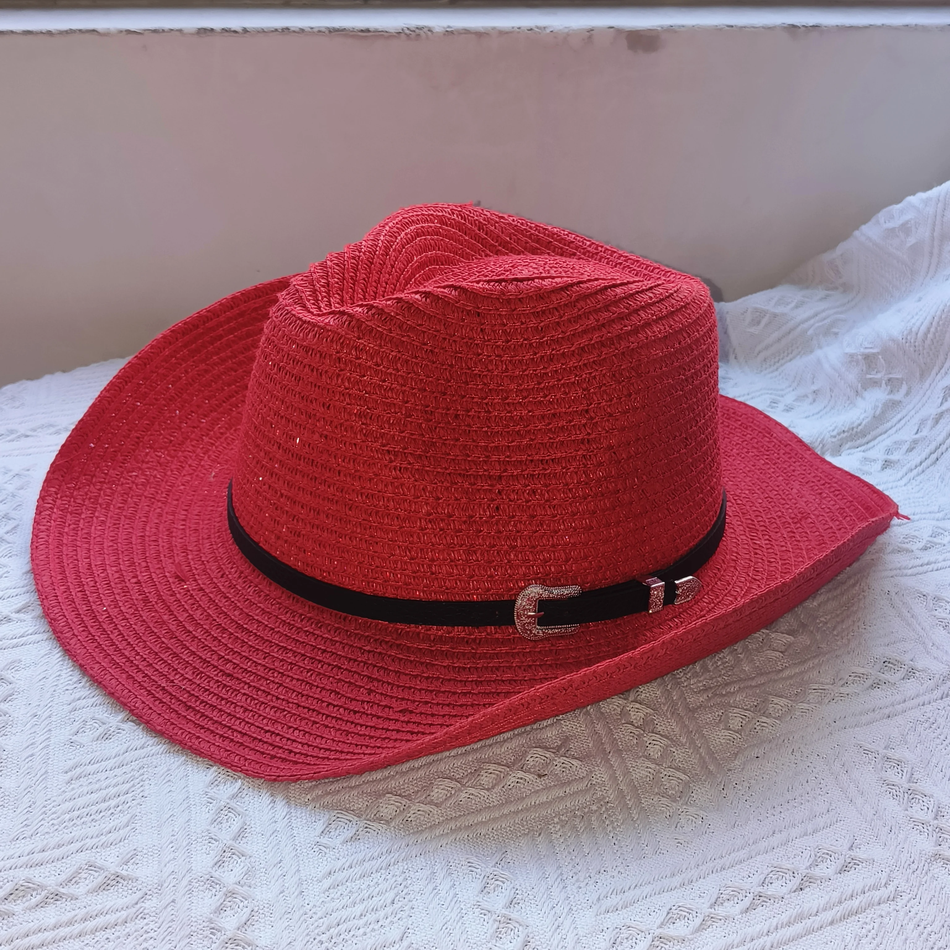 Straw Cowboy hat Unisex Fashion ethnic style straw hat solid cap men and women summer western cowboy Jazz Hat Panama men sun hat