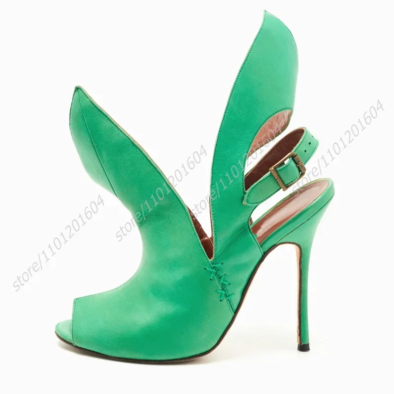 Grüne Blume Lange Lederband Wicklung Design Heels Peep Toe Stiletto Sandalen Frauen Casual Offene Ferse Versuchen Sommer Schuhe Nettes Mädchen