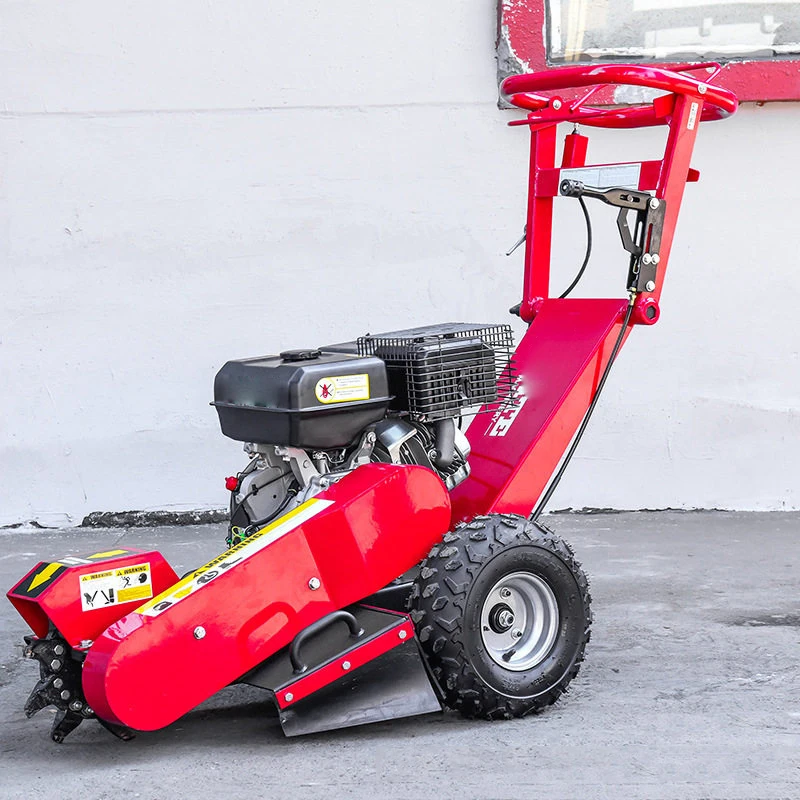 Small Stump Remover, Hand-Pushed Gas-Powered Stump Grinder, Multifunctional Chain-Type Stump Shredder 15HP(Customized)
