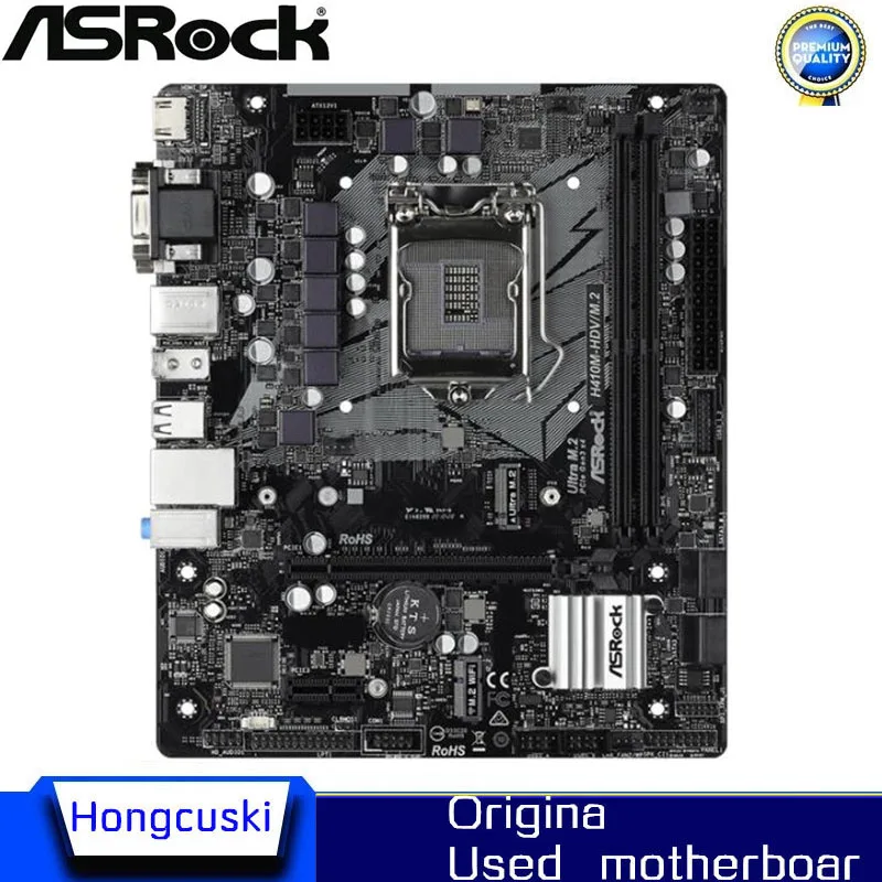 Used motherboard For ASROCK H410M-HDV/M.2 Original Desktop Intel H410 H410M DDR4 Motherboard LGA 1200  i7/i5/i3 USB3.0 SATA3