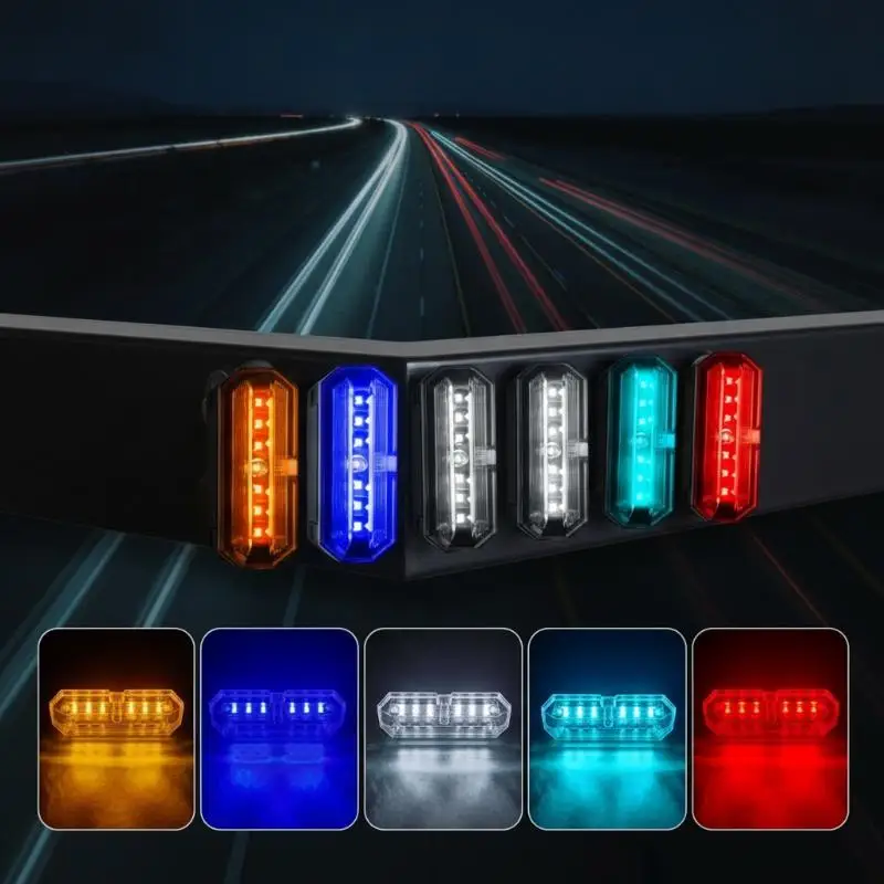 Solar Powered LED Warning Light No Wiring Required Wireless Side Marker Light for Car Truck Trailer RV
