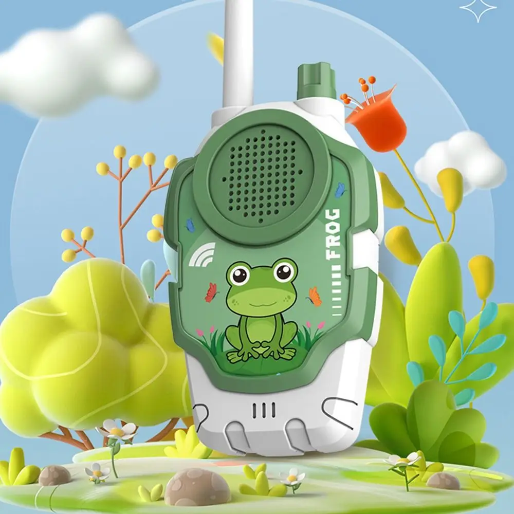 2 pezzi senza fili per bambini walkie talkie giocattoli interazione genitore-figlio cartone animato mini walkie talkie portatile con corda per appendere nessuna radiazione