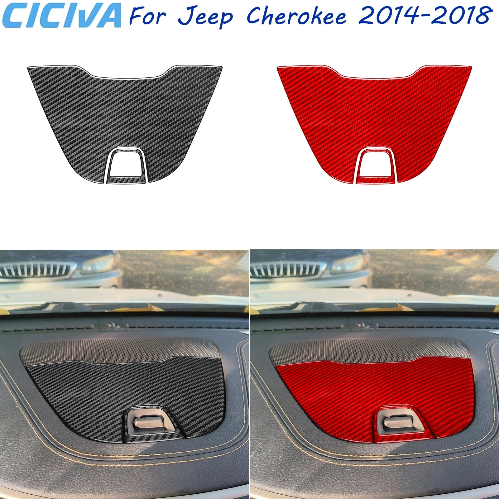 

For Jeep Cherokee 2014-2018 Auto Cockpit Horn Real Carbon Fiber Car Decoration Accessory Sticker