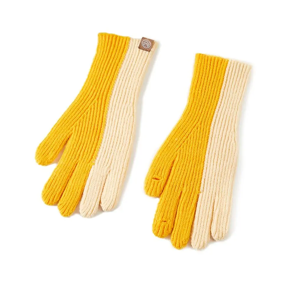 قفازات شتوية محبوكة مريحة بلونين مقاومة للرياح وقابلة للتنفس تعمل باللمس قفازات نسائية مقاومة للبرودة في الهواء الطلق #3