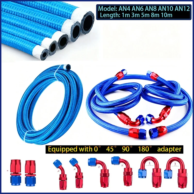 Blue car CPE fuel pipe CPE synthetic rubber model: AN4 AN6 AN8 AN10 AN12 length: 1m 3m 5m 8m 10m with joint 0 ° 45 ° 90 ° 180 °