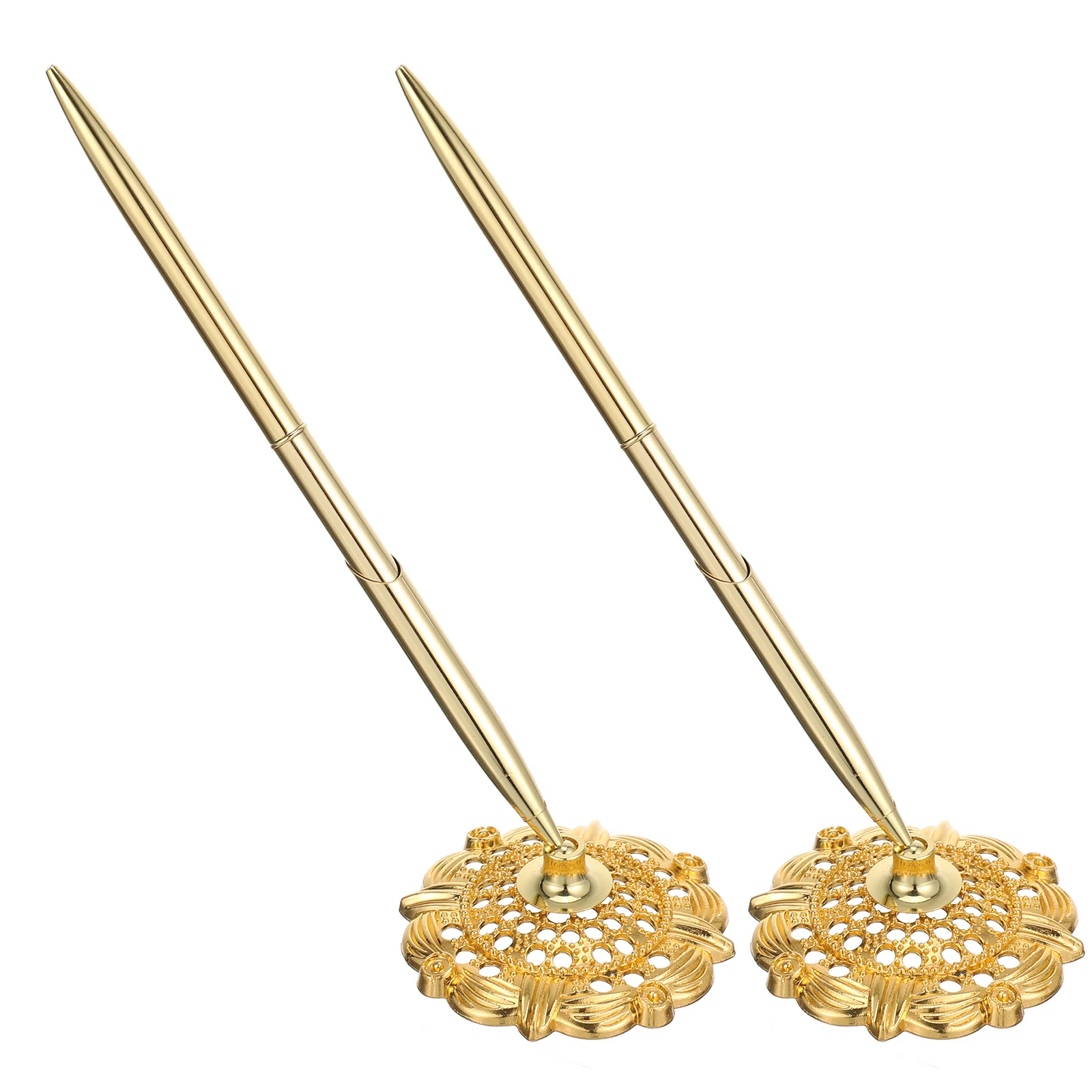 2Pcs Delicate Business Style Ballpoint Pen Metal Material Smooth Writing Office Accessory Pens Pens for Bank Pen