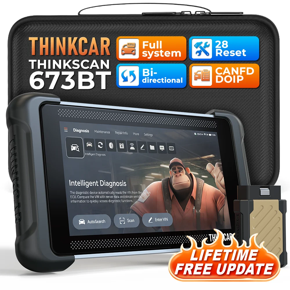 Lifetime Free Update OBD2 Diagnostic Tool THINKCAR THINKSCAN 673BT ECU Coding Bi-directional 28 Reset CANFD DOIP