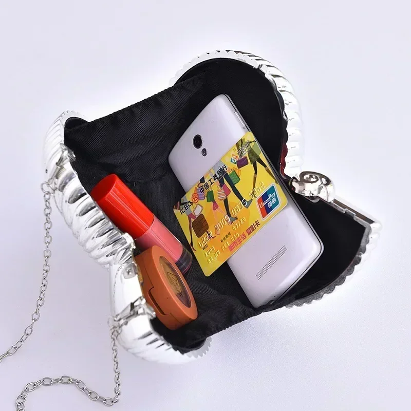 

Simple Conch Dinner Bag Women's Shoulder Messenger Crossbody Bag Fun Personality Metal Chain Clutch Acrylic Shell Phone Bags Hot