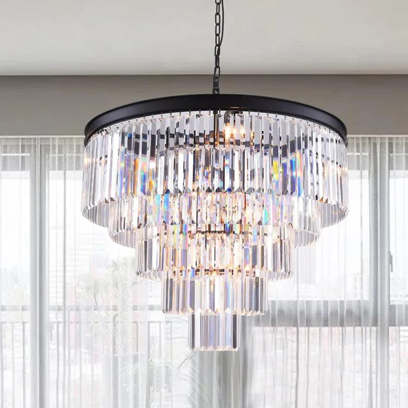 Modern Crystal Chandelier Light For Kitchen Island Light Round Design Ceiling Lamp For Living Room Gold Cristal Hanging Lamp