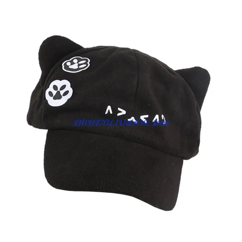 E21F Fashion Baseball Hat for Women Girl with Cats Ear 2000s Adjustable Strap Baseball Hat Dance Hat Outdoor Shopping Headwear