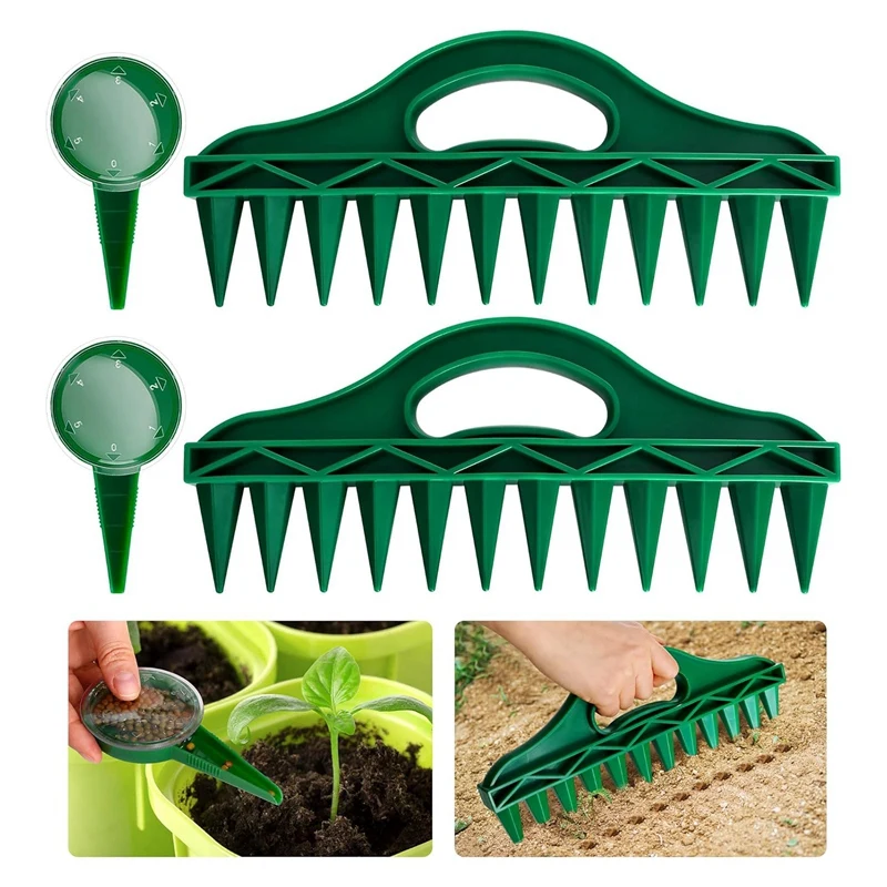 12 Holes Seed-in Soil Planter - Garden Seed Spacer with Adjustable Seeds Dispenser for Planting Seeds and Bulbs B