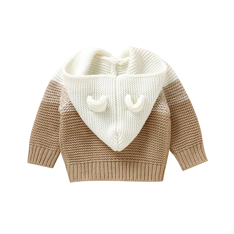 Hooded Long Sleeve Knitted Acrylic Baby Boys & Girls Autumn & Winter Coat Soft 6-36 Months Newborn Infant Toddler Cardigan