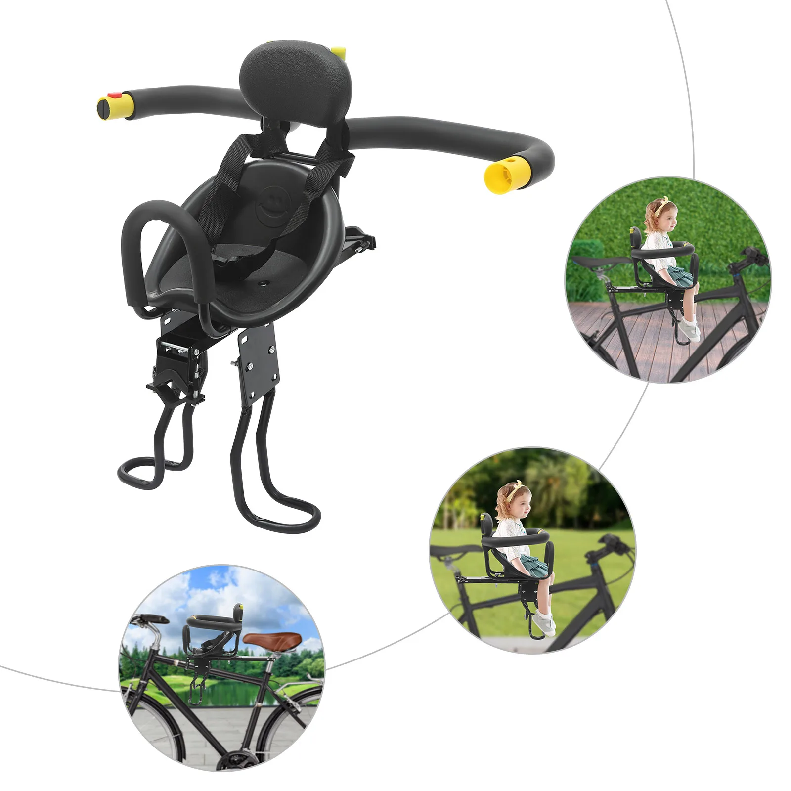 

Premium Kids Bike Seat with Adjustable Safety Belt & Guardrail 35kg Max Load Ergonomic Design for Babies 1-5 Years Old