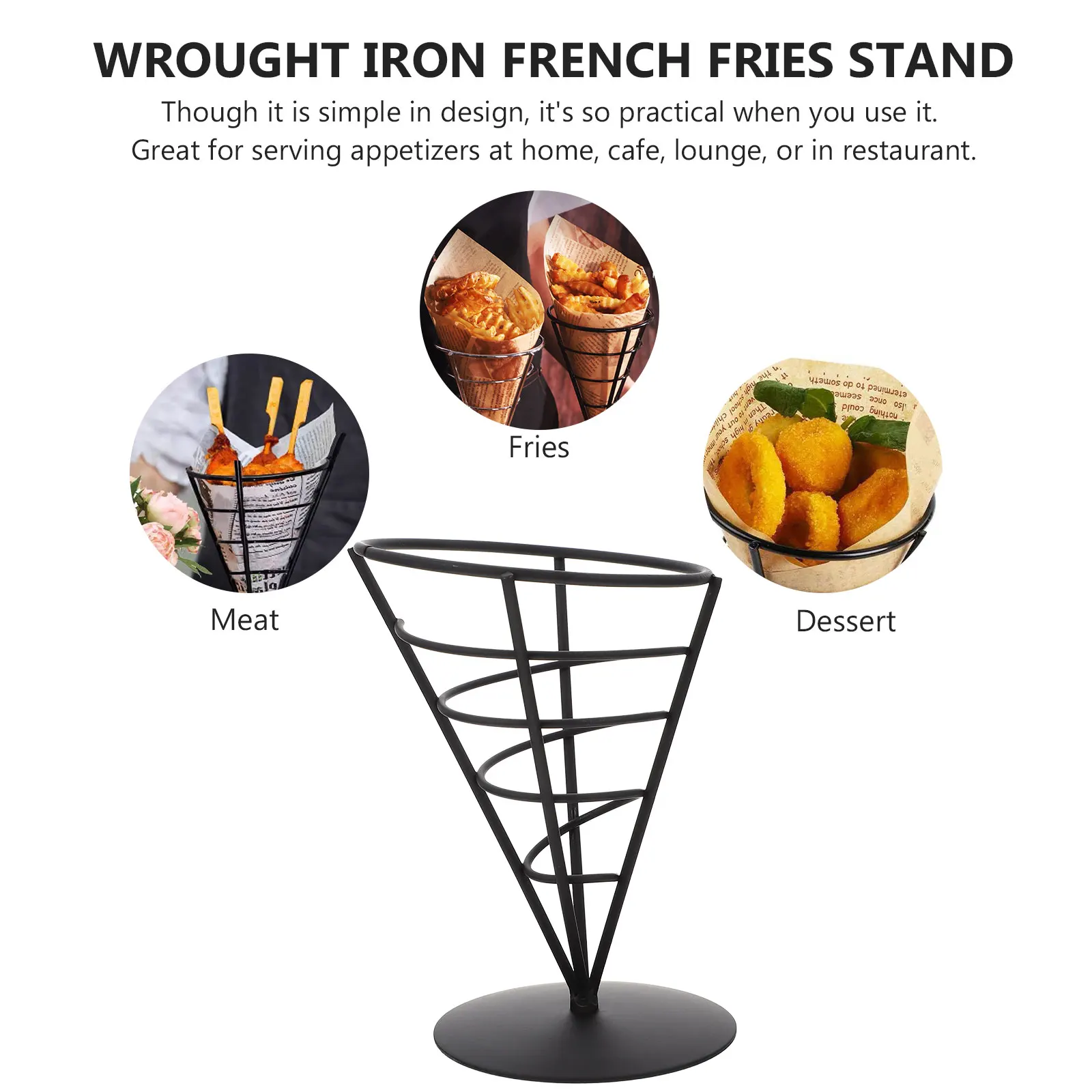 

Creative French Fries Rack Iron Snack Basket Food Holder For Cafe Restaurant Home Small Fry Basket Fries