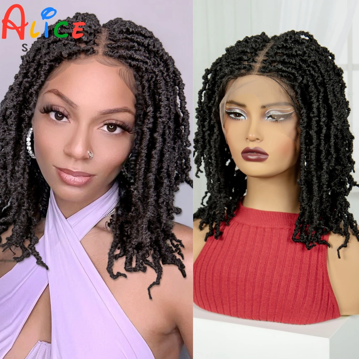 Full Lace Dreadlock Braided Wigs Synthetic Loc Braided Lace Wigs Natural Knotless Box Lace Frontal Braiding Hair Wig for Women