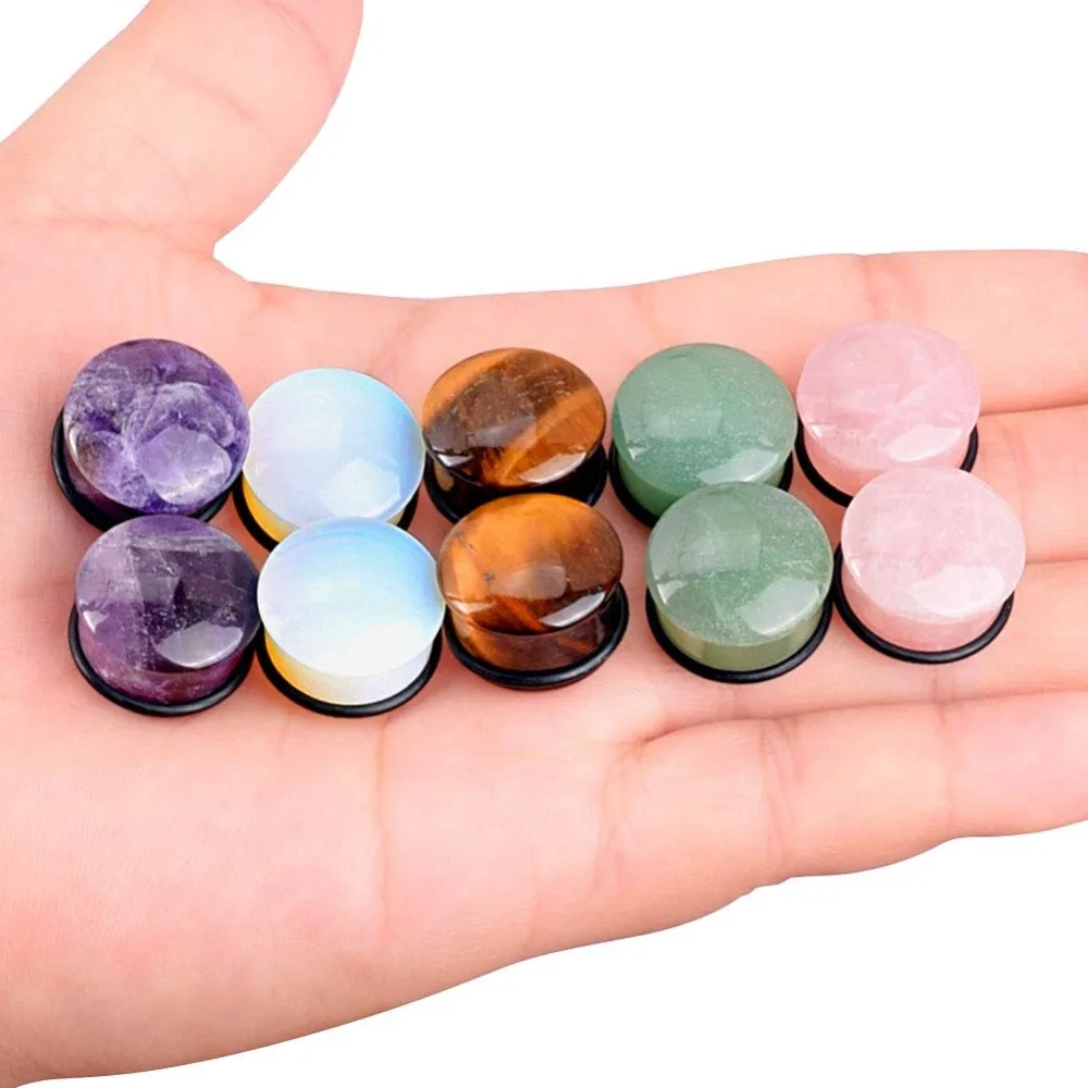 Pilz Kopf Stein Ohr Stecker Gauge Ohrringe Frauen Männer Ohr Kanal Stecker Piercing Expander Ohr Unterstützung Körper Piercing Schmuck 2 Stück – Detail 2