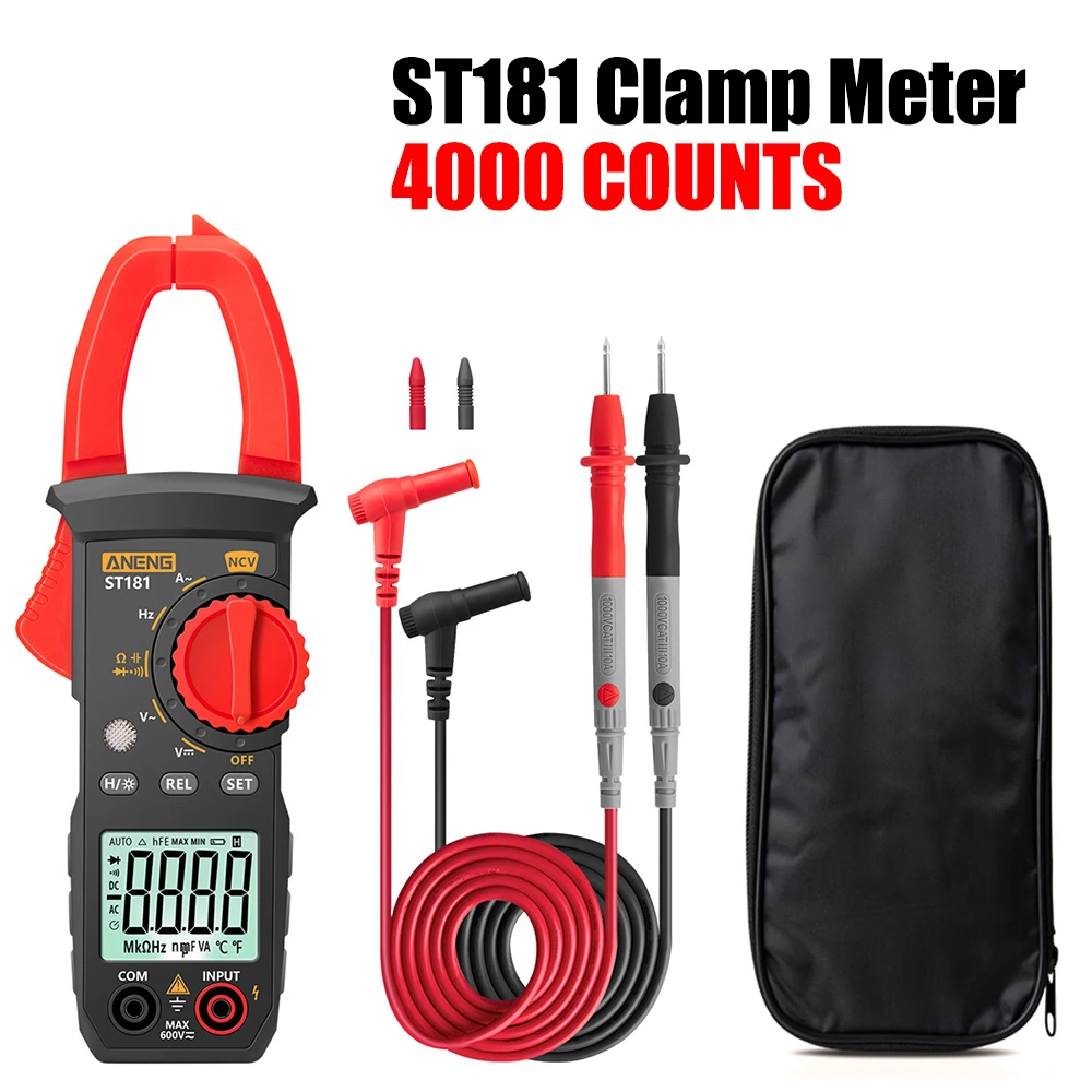 Ammeter Voltage Tester 4000 Counts ST181 Multimeter Car Amp Hz Capacitance NCV Ohm Test Digital Clamp Meter DC/AC Current