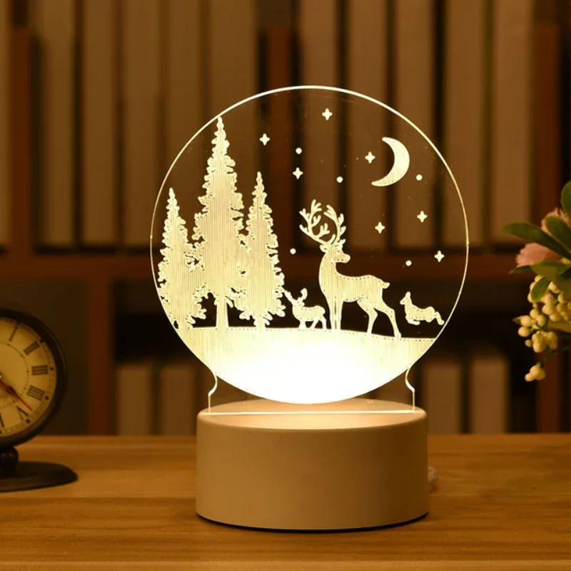 Luz de noche LED 3D, lámpara de mesita de noche de mesa creativa, luz romántica de oso de corazón, Día de San Valentín, decoración de Navidad para el hogar