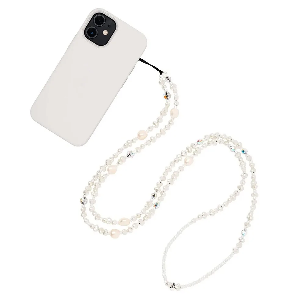 

White Phone Charm Strap Pearl Chain for Phone Case Accessories Wholesale Long Mobile Phone Jewelry 2023 New
