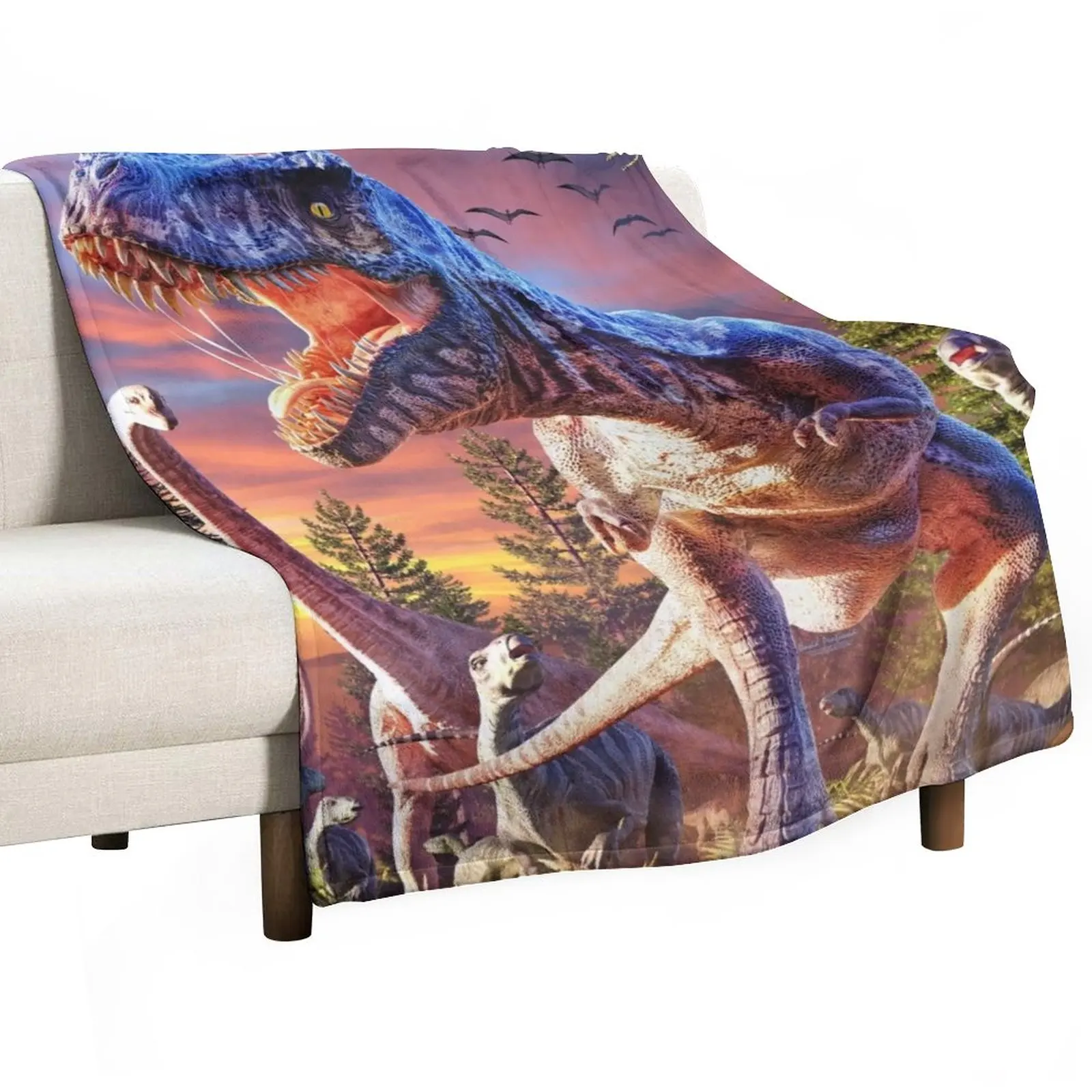 

T-Rex_Attack Throw Blanket Bed linens Softest Blanket