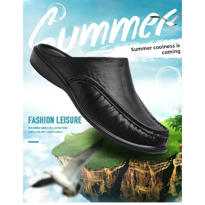 Summer outdoor slippers breathable open toe design, durable rubber sole, non-slip beach shoes for outdoor walking
