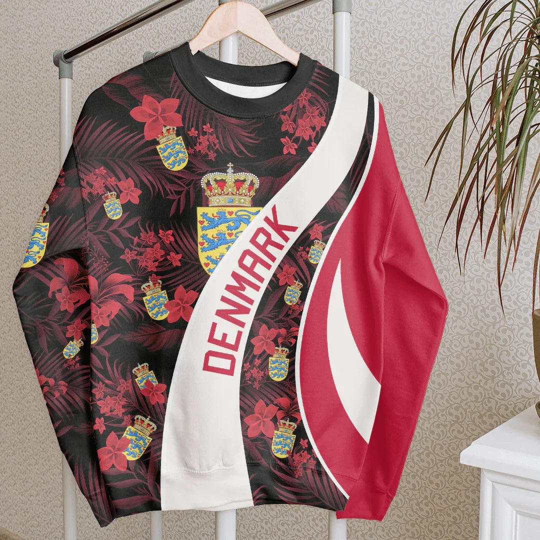 المملكة الدنمارك DK Falg بلوزات الجرافيك الخريف اليومية عادية Kongeriget الدنمارك ملابس منقوشة بكم طويل رجل البلوفرات القمم #3