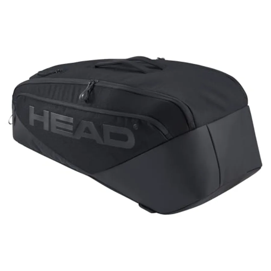 حقيبة مضرب تنس HEAD Pro X L 9R مع مادة بوليستر متينة باللون الأسود لـ 9 مضارب تتميز بتصميم مقاوم للماء