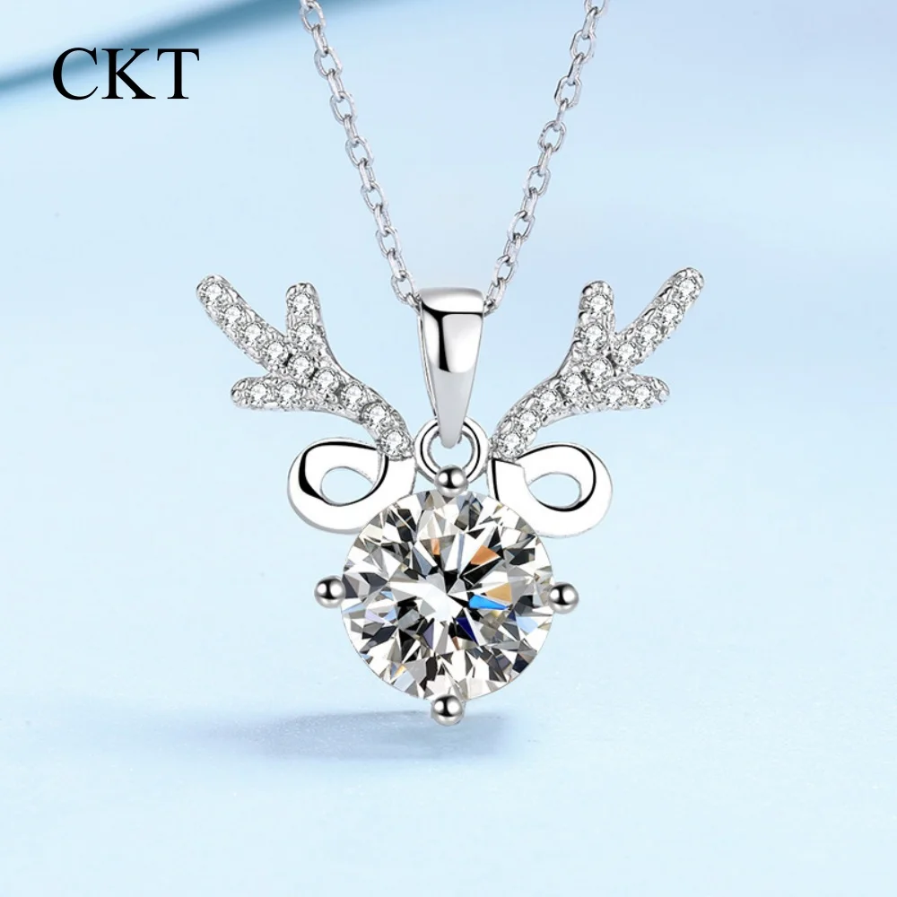 

CKT Daughter Birthday Gift 18K Gold Girl Valentines Day Necklaces 1/2CT Moissanite Diamond Women Wedding PT950 Wife Pendant