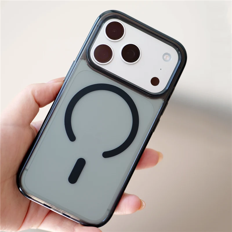 

Luxury Matte Translucent Anti-fall For Magsafe Case For iPhone 17Pro 16 17Pro Max Touch Camera Button Magnetic Wireless Cover