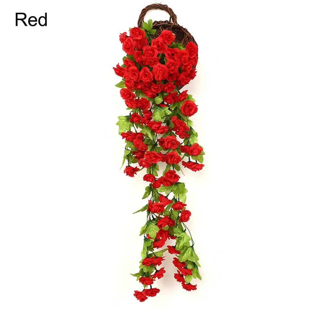 Artificial Flowers Rattan Fake Plants Vine Decoration Wall Hanging Roses Home Decor Accessories Wedding Decorative Wreath